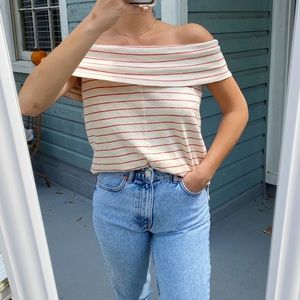 Striped off the shoulder top